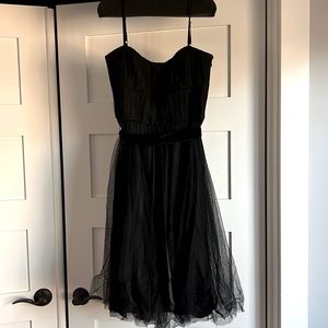 Banana Republic Black Tulle Dress Velvet Sash Spaghetti Straps size 4